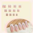 Medium Press on Nails Square Fake Nails White Nails White French Tip False Nails Press ons with Design Glossy Acrylic Full Cover Reusable Stick on Nail for Women Manicure 24Pcs