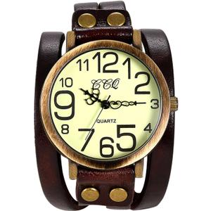 Lancardo Vintage Ladies Large Arabic Markers Multi Layers Leather Wrap Cuff Bracelet Wrist Watch Browm Black Green Orange (brown) Lancardo Vintage Ladies Large Arabic Markers Multi Layers Leather Wrap Cuff Bracelet Wrist Watch Browm Black Green Orange (brown)