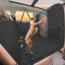 High Barrier Back Seat Extender for Dogs, Hard Bottom Dog Car Seat Cover for Back Seat Holds 420lbs, Backseat Protector Pet Bed, Waterproof Dog Hammock for Car SUV and Trucks
