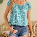 Loemes Women Summer Crewneck Babydoll Tops Cute Peplum Casual Short Sleeve Loose Fit Flowy Blouses 2026 (M)