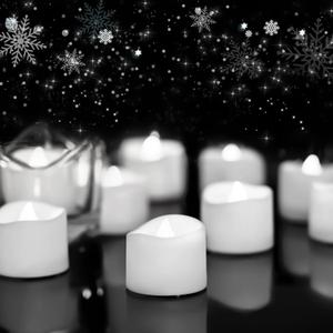 Homemory Cool White Flameless LED Tea Lights Candles, 200+Hour Battery Operated Fake Electric Votive TeaLights for Christmas, DIY Mood Lighting, Party, Holiday, Funeral, Home Decor, 24-Pack
