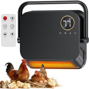 Chicken Coop Heater for Winter 1000W/2000W, 3 Mode Wall-Mounted Chicken Coop Heaters Inside Coop with Timer & 2S Fast Heating, Large LCD Display, Heat Warmer for Chickens, Ducks, Geese in Winter