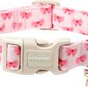 DOGWONG Cute Bowtie Printed Collar for Small Medium Large Dogs - Pink Dog Collar for Girl Female Dogs, Small