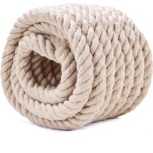 Natural Jute Rope 11/2 in x 50 Ft  Heavy Duty Thick Hemp Rope, Twisted Hemp Ropes for Crafts, Porch Swings, Tug of War, Railings, Nautical Decor, Landscaping & Home DIY Projects