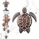 Sea Turtle Wind Chimes for Outside, 35" Decorative Wind Chimes Turtle Gifts for Women, Memorial Wind Chime Outdoors with S Hook for Patio Garden Decor, Birthday Gifts for Mom Grandma (Copper)