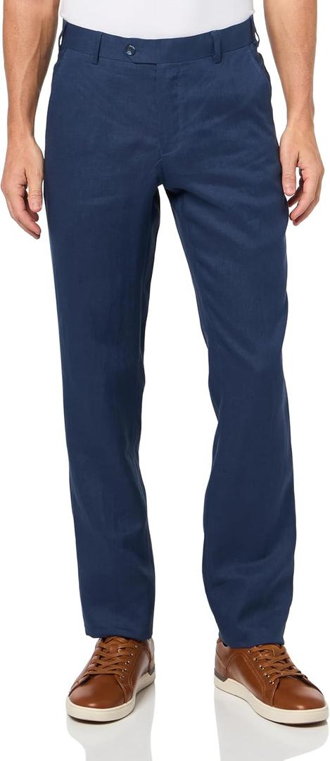Men's Delave Linen Regular Fit Suit Separate Pants (Navy), 36 R