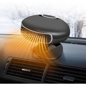 Car Heater Portable Car Heater Auto Heater Auto Portable Heater Plug Into Cigarette Lighter 2 in 1 Heating & Cooling Fan 12V 150W Car Heater 360Rotatable Windshield Defrost Defogger for Cars (Black)
