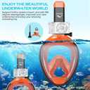 HD Full Face Snorkel Mask, Snorkeling Gear for Adults with 180 Anti-Fog HD View and Detachable Camera Mount, Anti-Leak Snorkel Mask Adult Youth (Small-Medium, Orange)
