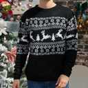 MyFav Men's Ugly Christmas Sweater Holiday Party Knitted Pullover Xmas Sweater (Medium)
