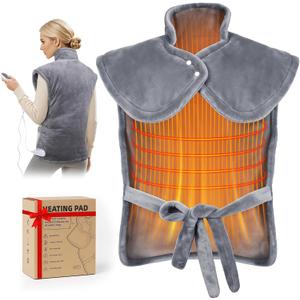 Heating Pad for Neck and Shoulders and Back, 6 Heat Settings & 4 Timer Deeper Pain Relief, Auto Shut Off, 29 * 38" Large Electric Heatings Pad for Full Back, Soft Fabric Gifts for Women Men