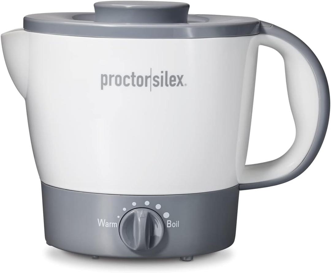 Proctor Silex 32oz Adjustable Temperature Hot Pot, Electric Kettle for Tea, Boiling Water, Cooking Ramen, Noodles and Soup, PFAS-Free Nonstick Coating, White (48507MN)