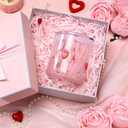 Patelai 1 Pcs Valentine's Day Red Heart Icon Juice Glasses Cups with Lids and Straws 15oz Drinking Iced Coffee Glass Cups Cute Tumbler for Valentine's Day Gifts Engagement Anniversaries Romantic Gifts