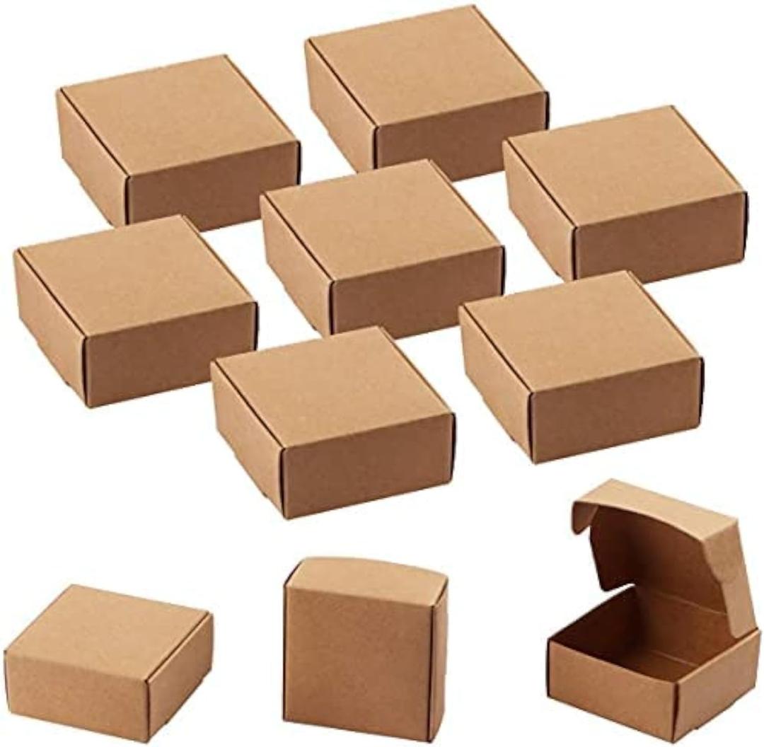 Sdootjewelry Small Kraft Gift Box, 30 Packs 4.13''4.13''1.57'' Mini Brown Kraft Paper Box Cardboard Ring Earring Jewelry Boxes