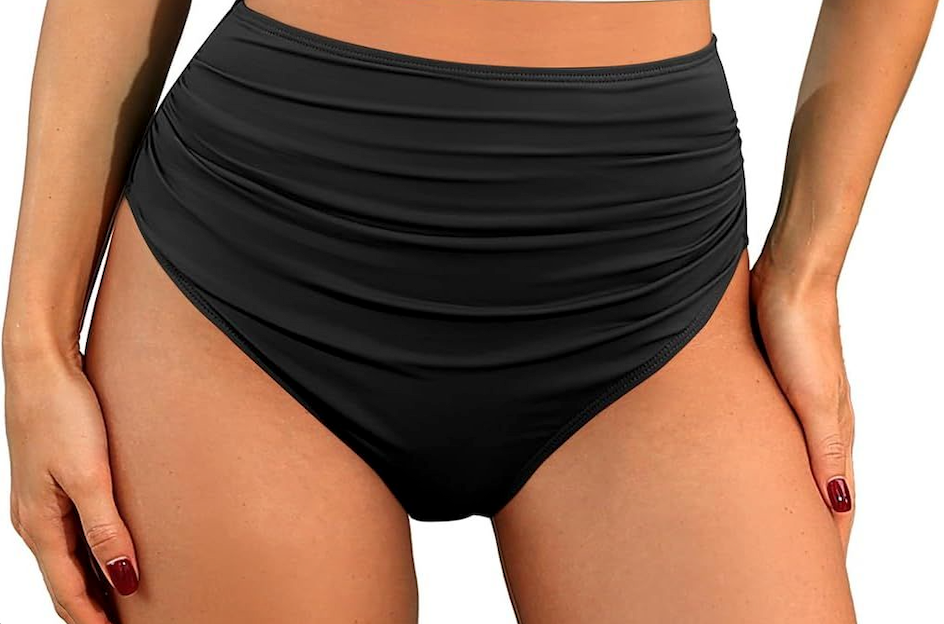 Tempt Me Women Two Piece Tankini Swimsuits - Crop Swim Top with High Waisted Bottom Tummy Control Bathing Suits Swimwear (Black and White Striped, Medium)