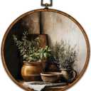 BCUANGD Vintage Jarjar Round Wall Art Decor - Retro Food Still Life Wall Art Canvas Frame Artwork Prints, Rustic Country Bakery Round Wall Hanging Decorations for Kitchen Home, 10"x10"