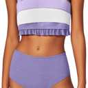 Mioglrie Girls Bathing Suit Kids Swimsuits Teen Tankini Girls' Swimwear Beach Ruffle Tween Bikini Sets Size 7-14 (7-8 Years, Purple)