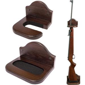 TESLYAR Vertical Gun Rack for Wall  Wood Gun Holder for Rifle or Shotgun  Gun Wall Mount  Stylish Indoor Gun Racks  Rifle Wall Mount  Rifle Rack  Real Hardwood Display Hanger for Any Rifle