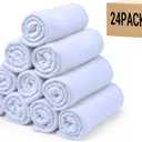 CULVE 24 Pack Fleece Throw Blanket 50x60 - Soft Lightweight Blankets in Bulk for Wedding, Gifts Pet Home Bed Sofa Couch Office Travel(White)