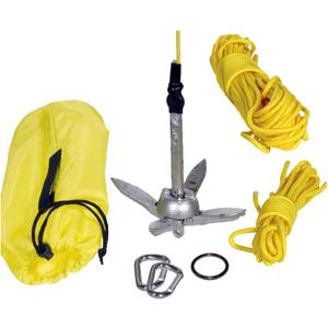 Seattle Sports Sistema de anclaje para kayak con anclaje plegable, cuerda de 50 pies, anillo, 2 mosquetones, ancla de anclaje plegable  Incluye bolsa de almacenamiento con cordn para un viaje cmodo