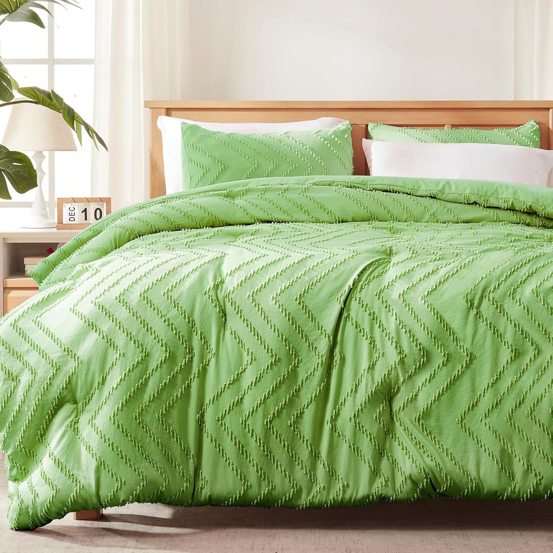Cosybay Full Size Comforter Sets - Green Tufted Boho Bedding Comforter Sets, 3 Pieces Full Size Bed Set with 1 Comforter(82"x86") & 2 Pillow Shams(20"x26"), All Season Down Alternative Bedding Sets