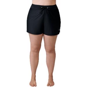 Free Country Women's Plus Size Drawstring Swim Short (2X, Black)