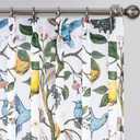 Printed Pattern Curtains 63 Inches Long for Living Room Farmhouse Floral Vintage Art Deco Drapes White Pinch Pleated Sheer Hummingbird Lemon Patterned Window Treatment for Bedroom 2 Panels