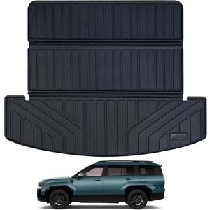Large Trunk Mat for All-New 2024-2025 Hyundai Santa Fe,TPE All Weather Protection Foldable Car Cargo Liners Odorless Anti-Slip Waterproof Interior can be Folded Accessories-Black