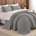 Masaca Oversized Queen Quilt (100"x106"),Grey Lightweight Bedspreads & Coverlets Ultra Soft Microfiber Summer Gray Extra Large Quilt Bedding Set 3 Pieces (Grey-cross Pattern)