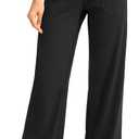 Soothfeel Wide Leg Pants for Women Regular High Waist Stretch Yoga Work Dress Lounge Sweatpants with Pockets (Small, Black)
