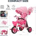 JMMD 8 in 1 Tricycle Stroller with Push Handle, Foldable Trike with 360 Swivel Seat, Reclining Backrest, All-Terrain Wheels, Dual Brakes, Canopy & Storage, Gift for Kids 18 Months to 5 Years, Pink