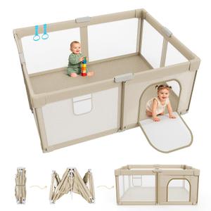 Foldable Baby Playpen 65"x50", Portable Playpen for Babies and Toddlers
Portable Playpen, Breathable Mesh, No Assembly, 2 Pulling Handles, With Carry Bag, Indoor Outdoor Use