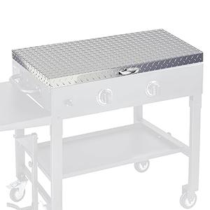 Flybold Blackstone Griddle Cover 36 inch - Waterproof Diamond Plated Design - Aluminum Hard Top Lid - Stainless Steel Handle - Fits Blackstone 36" Grill - Ideal for BBQ, Camping Griddle Accessories (Silver)