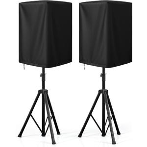 15 Inch Outdoor Speaker Cover Bags, 2 Pack PA/DJ Speaker Covers for Powered Speakers Mounted on Stand Oxford Fabric Waterproof UV Protection Dustproof Speakers Protective Covers (Black)