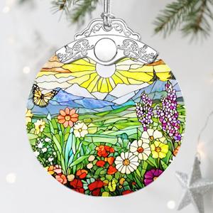 Flower Ornament, Stained Glass Christmas Decorations, Christmas Ornaments for Tree, Holiday Ornament, Gifts for Flower Lovers, Holiday Party Gifts, Gift Ideas & Xmas Gift