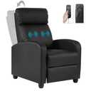 Electric Massage Chair Recliner Chair for Living Room Massage Recliner Adjustable Remote Controlled Leather Massage Chair, Single Home Seating for Adults with Footrest, Pockets (Black)