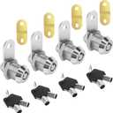 Cam Locks Keyed Alike 5/8" RV Storage Lock 4PCS RV Compartment, Camper, Trailer, Vending Machine Replacement Set with 8 Keys, Chrome Finish (4, 5/8 Inch)