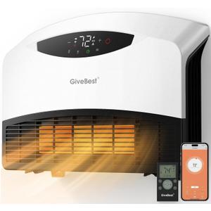 GiveBest Electric Wall Heater with WiFi and Remote Control, Floor or Wall Mounted Heater, Large Room Coverage, 3 Heating Modes, 1500W Fast Heating Space with Thermostat for Indoor Room Use, White