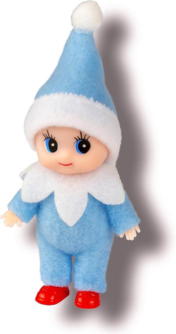 Christmas Baby Elf Doll in Blue Jumpsuit