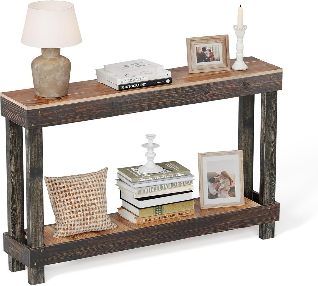 SMARTSTANDARD Rustic Console Table, 46 Inch Reclaimed Wood Console Table, Rustic Entry Table Luxe Combo Console,Farmhouse Console Sofa Table Living Room, Black