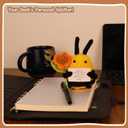 Handmade Crochet Emotional Support Bee with Flower Doll with Inspirational Card - Cute Knitted Positivity Gift for Women, Friends, Kids, Coworkers Unique Office Desk Decoration, Birthday, Christmas