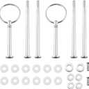 2Sets Metal Party Wedding Cupcake Fruit Stand Centre Handle Fittings Round Drill Round Hardware Rod, Silver 3 Tier Heavy Plate