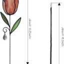 Stained Glass Tulip Window Hanging Panel, Flower Sun Catcher Home Decoration Gift for Mothers, Wives, Girlfriends, and Lovers (Pink, Green B)