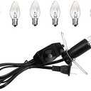 OHLGT 1 Pack Salt Lamp Cord Replacement with Dimmer Switch 5 feet Lamp Cord and 6-Pack Halogen Salt Lamp Bulbs(15 Watts)