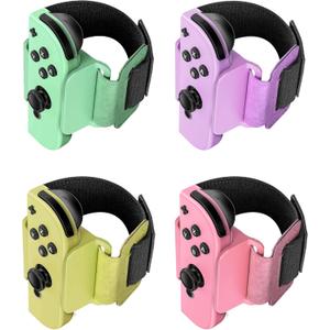 [4 Pack] Wristband for Just-Dance 2025 2024 2023 2022 Nintendo Switch/ for Zumba Burn It Up, Band for Joy-Con Grip, Adjustable Wrist Strap for Adult Teens and Kids (Pastel (Green Purple/ Yellow Pink))