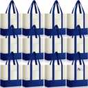 Sanwuta 12 Pcs Mini Canvas Tote Bags Bulk with Pocket Small Sublimation Blank Canvas Tote Reusable Grocery Bag for Women, DIY Craft (Royal Blue)