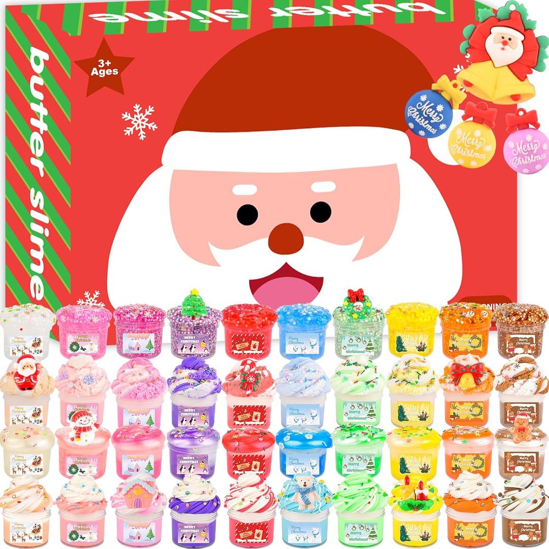 40 Pack Christmas Slime Kit, Mini Bulk Slime, Party Favors for Kids, Stocking Stuffers, Goodie Bag Stuffers, Xmas Gifts for Classroom Rewards Teens Girls Boys 4 5 6 7 8 9 10 11 12 Year Old
