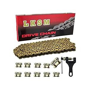 420 Motorcycle Gold Chain 132 Link Standard Roller Chain with Chain Breaker 10 Connecting Master Link for 100cc 110cc 125cc Dirt Pit Bike ATV Quad Go Kart Scooter