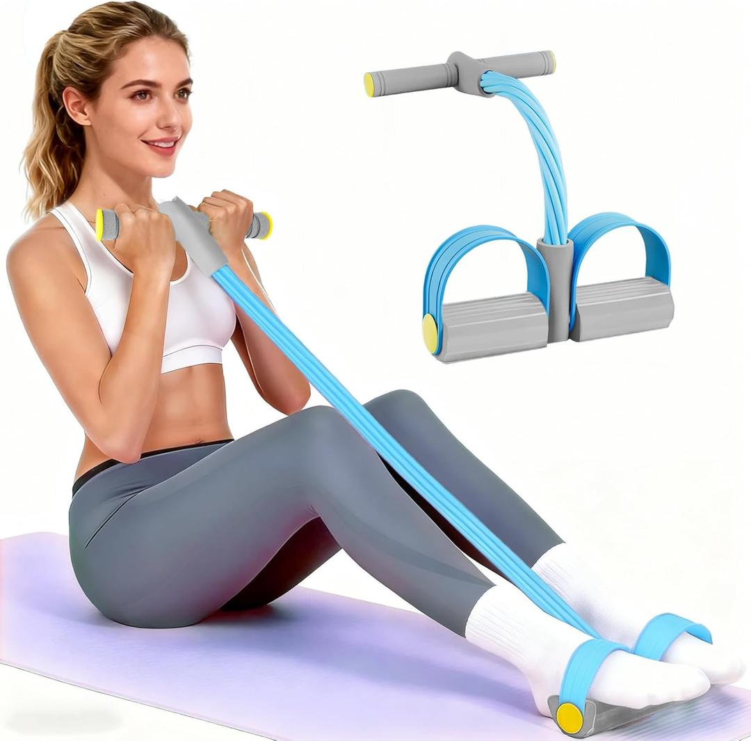 Pedal Resistance Bands with Handles, Durable 6-Tubes Multifunction Pedal Resistance Band, Natural Rubber Foot Pedal Resistance Bands, Fitness Resistance Bands for Abdomen, Waist, Arm, Leg (Blue)