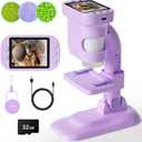 Kids Microscope - Mini Handheld Microscope for Kids, Portable Pocket Digital Toys for Girls Boys Birthday (Purple)