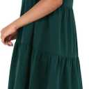 Amoretu Women Summer Tunic Dress V Neck Short Sleeve Casual Loose Flowy Swing Shift Dresses (M)